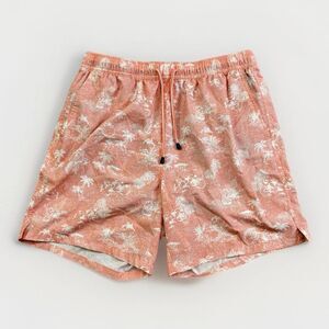 Peter Millar Pink White Palm Trees Swim Trunks Shorts Men's Size Large Beach